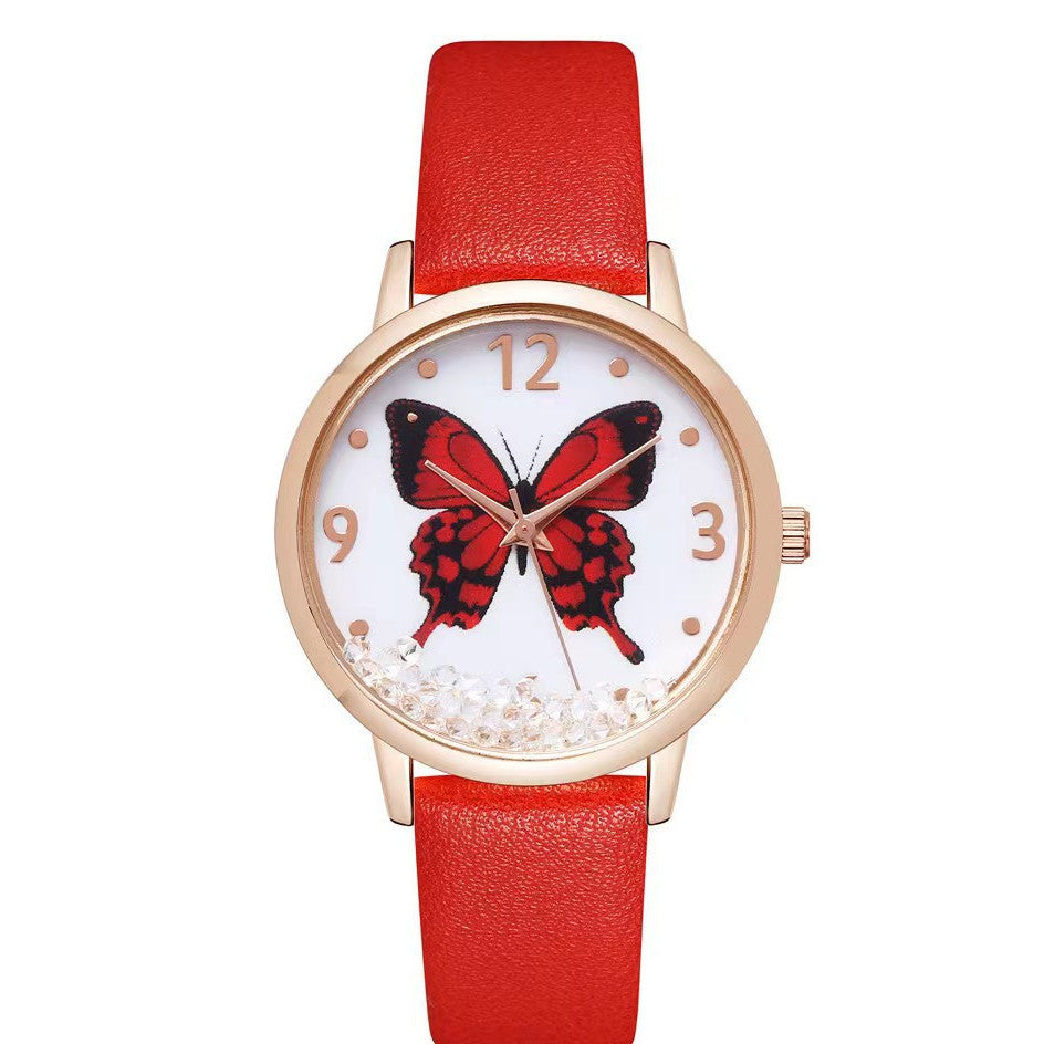 Modeaantallen voor dames Rhinestone Butterfly Quartz Watch