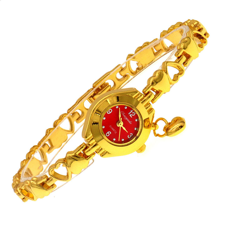 Orologio quarzo bracciale solido cuore cavo