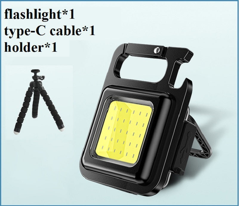 مصباح يدوي صغير محمول قابل لإعادة الشحن وهج سلسلة مفاتيح COB ضوء LED ضوء العمل USB تهمة مصابيح الطوارئ ضوء التخييم في الهواء الطلق