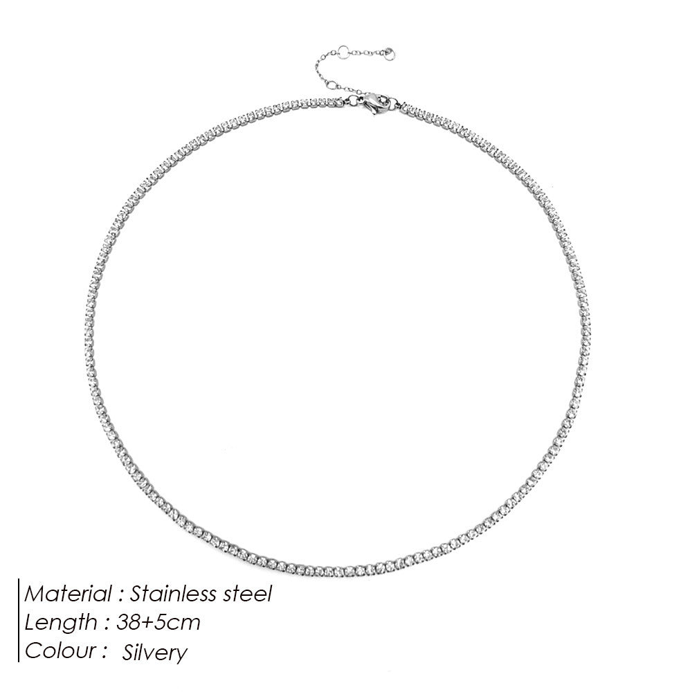 Collier de clavicule de tennis rond en zircone