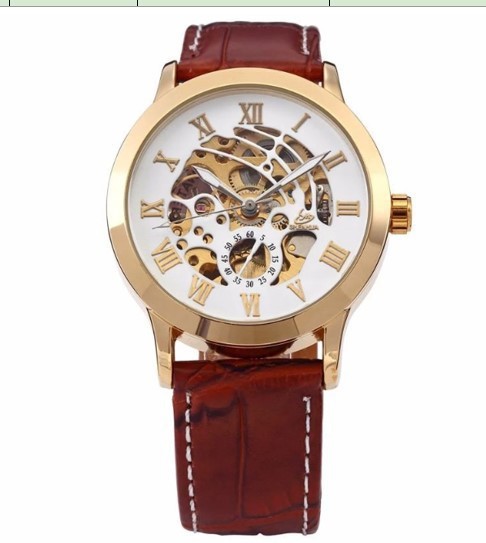 Moda masculina Hollowoud Out Automatic Mechanical Watch