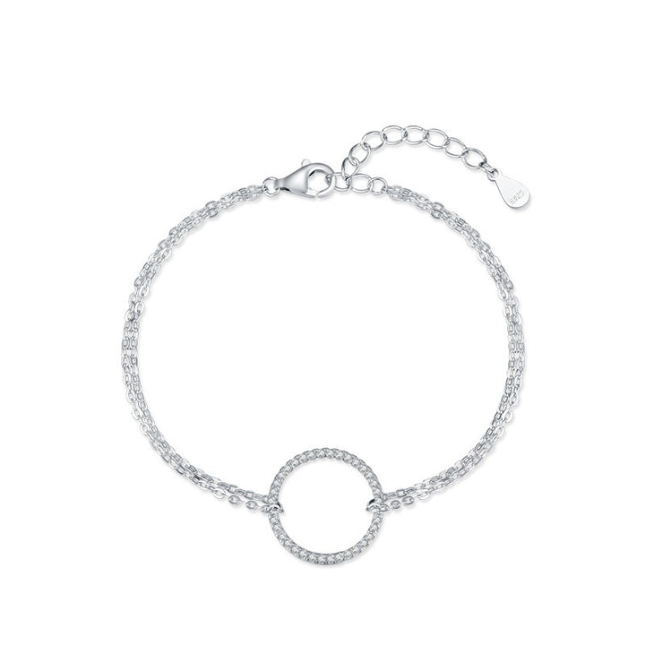 Women's Sterling Silver Exquisite Round Micro-inlaid Bracelet