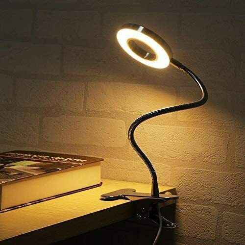 Clip en la lámpara de escritorio LED brazo flexible USB Estudio regañable Licencia de mesa de lectura nocturna
