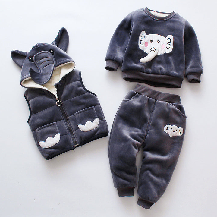 Roupas infantis roupas de inverno para meninos Baby espessando conjunto de três peças