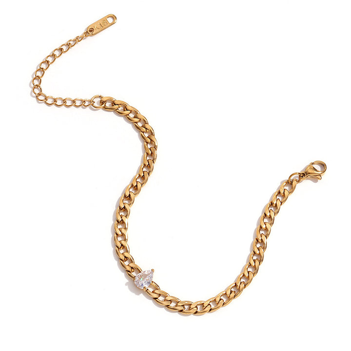 Bracelet de chaîne zircon en or de placage en or 18K simple