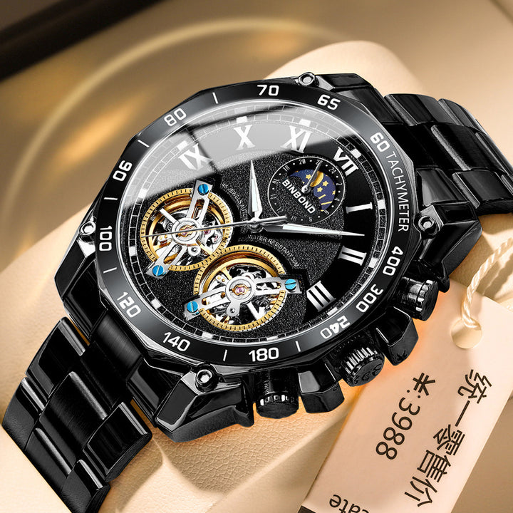 Double Men's niet-volledig automatische machine holle mechanisch horloge multifunction