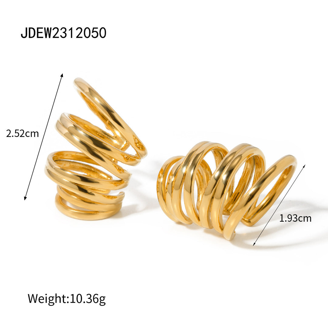 Women's Simple 18K Gold Stainless Steel Three-layer Ear Clip