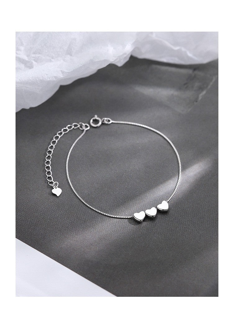 925 Silver Plated Heart  Women's Bracelet Niche