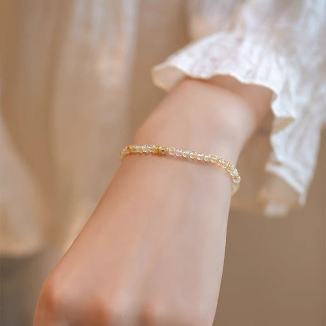 Ultra-fine Gold Rutilated Quartz Bracelet Women's Lucky Beads Ultra-fine Autumn And Winter Niche Design Retro Style