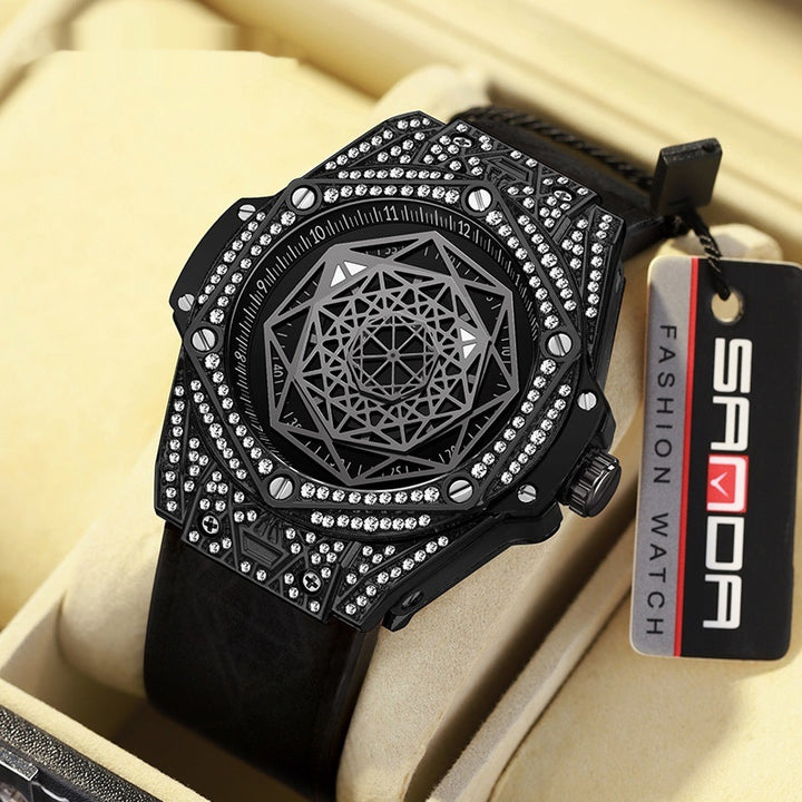 Orologio da uomo geometrico diamante