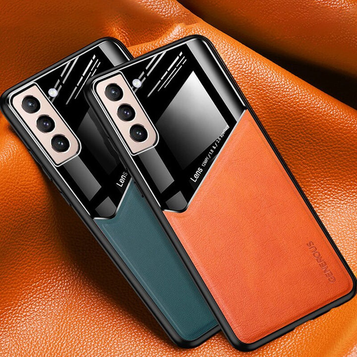 Samsung S21plus Mobile Phone Case M32 Car Magnetic Leather Grain A22 All-inclusive Double Spell Note20 Protective Cover