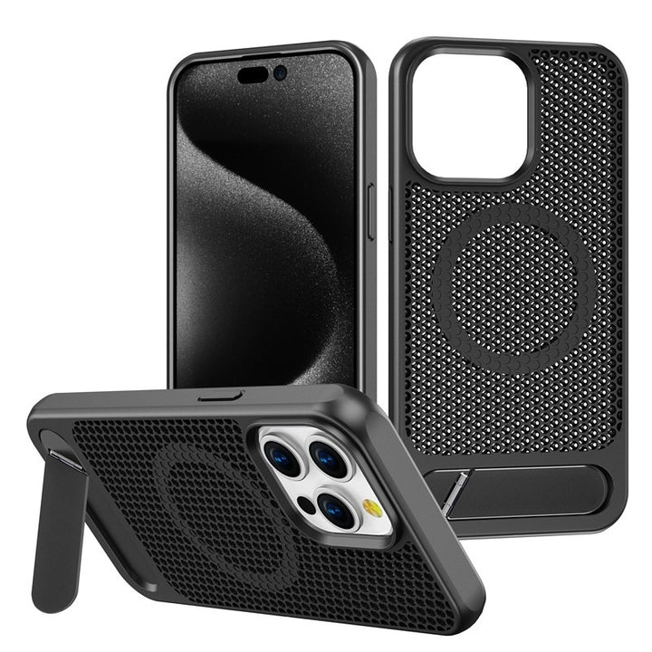 Bracket Phone Case Suitable Grid Cooling Magnetic Suction