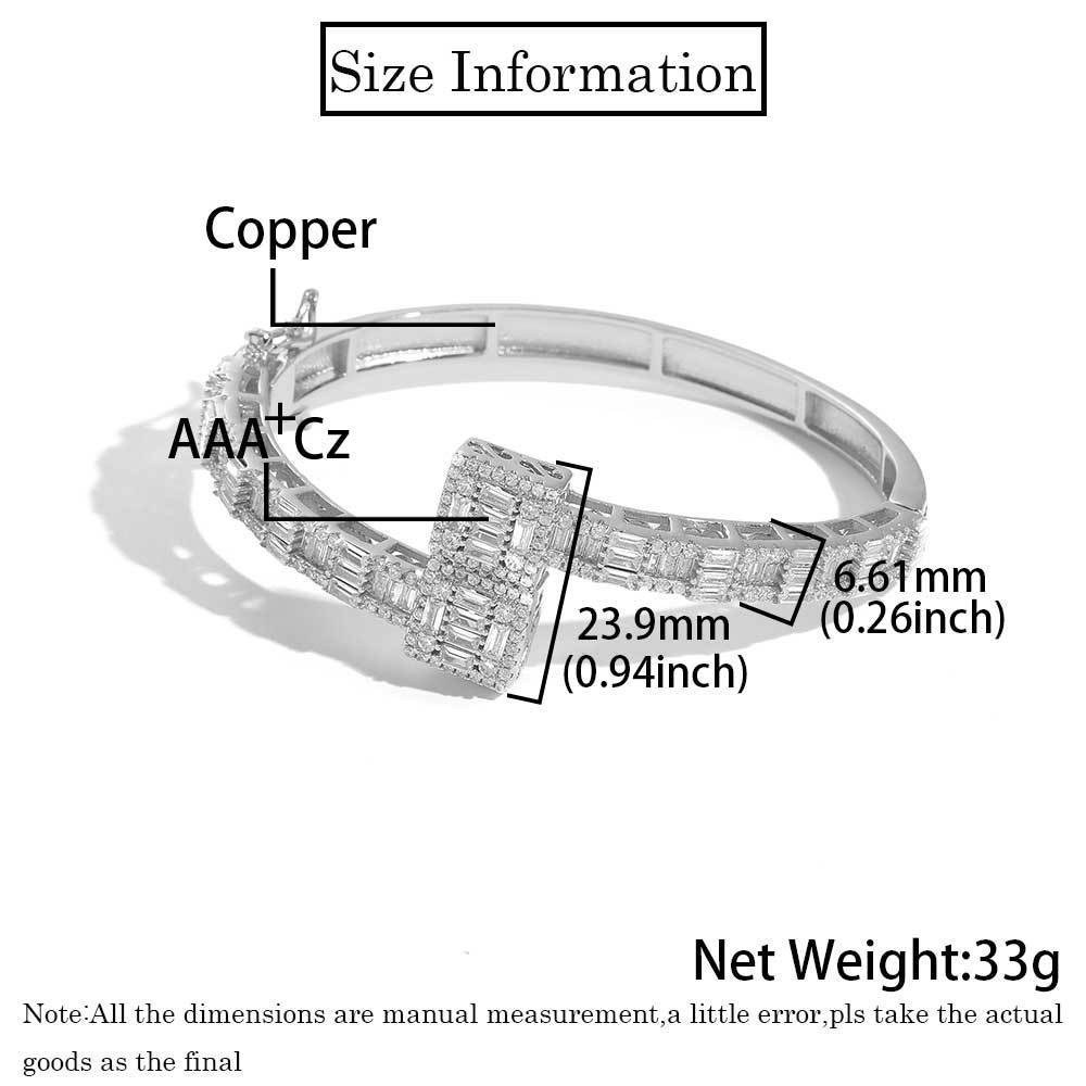 Brazalete de circón t-cuadrado de incrustaciones mixtas para hombres