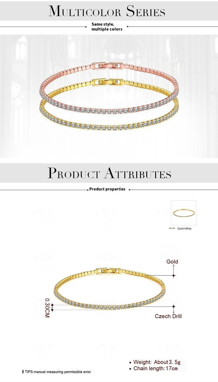 Fashion Women's Roman Copper-plated Gold Inlaid Zircon Bracelet