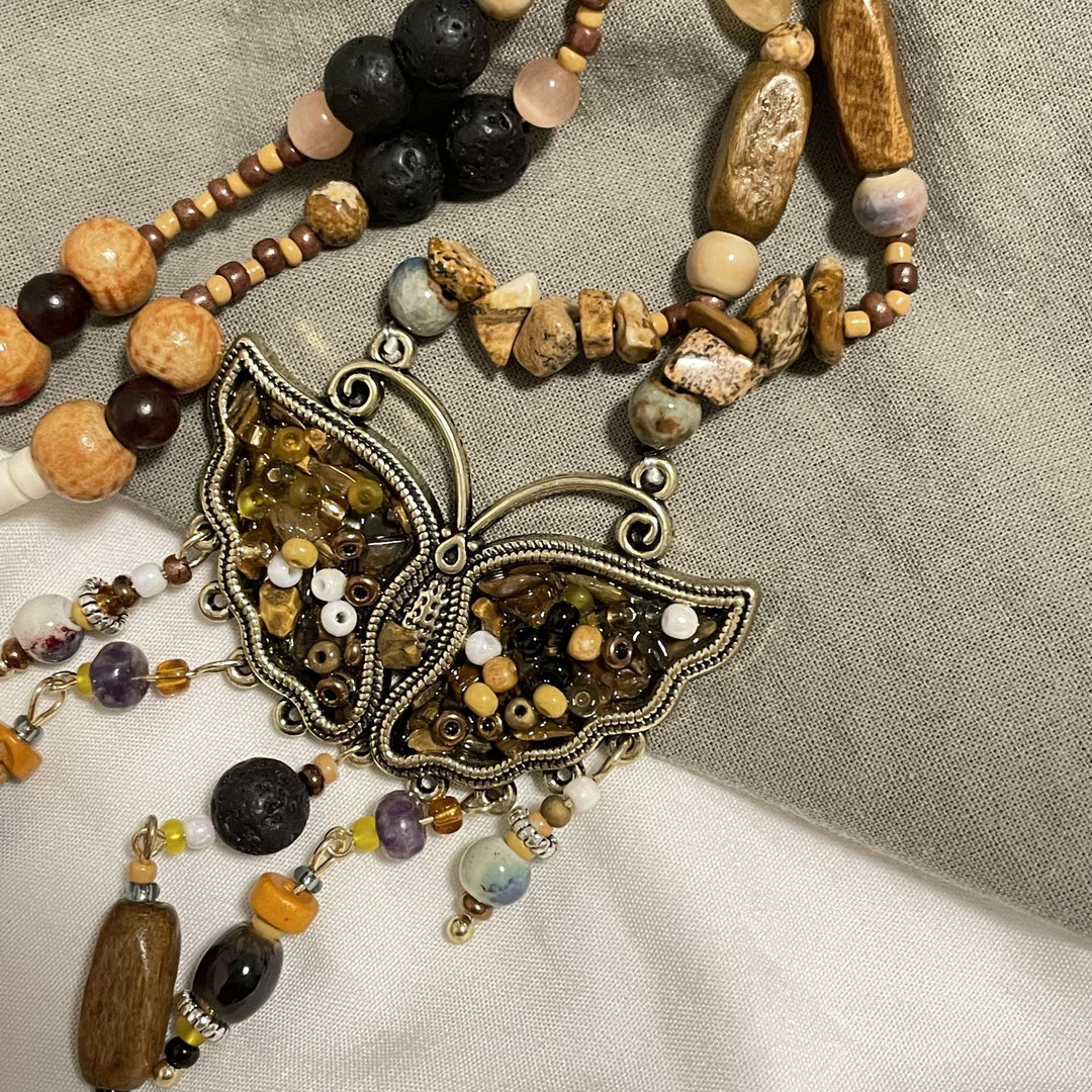 Бабочка кисточка натуральное каменное ожерелье Женщины