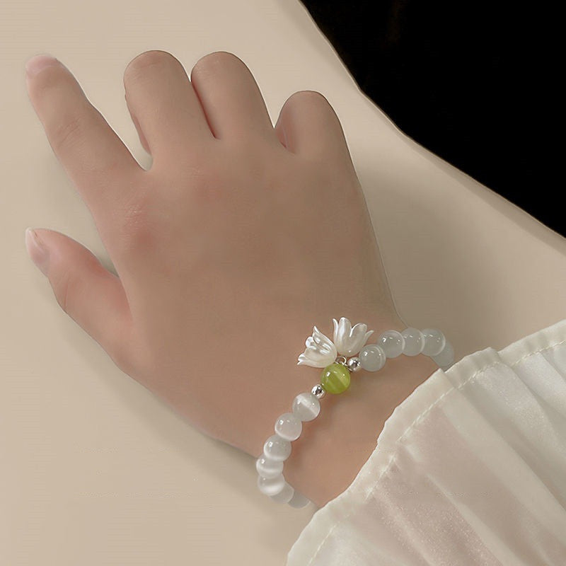 Fairia retro Linglan Flower Breaded Bracelet para mulheres