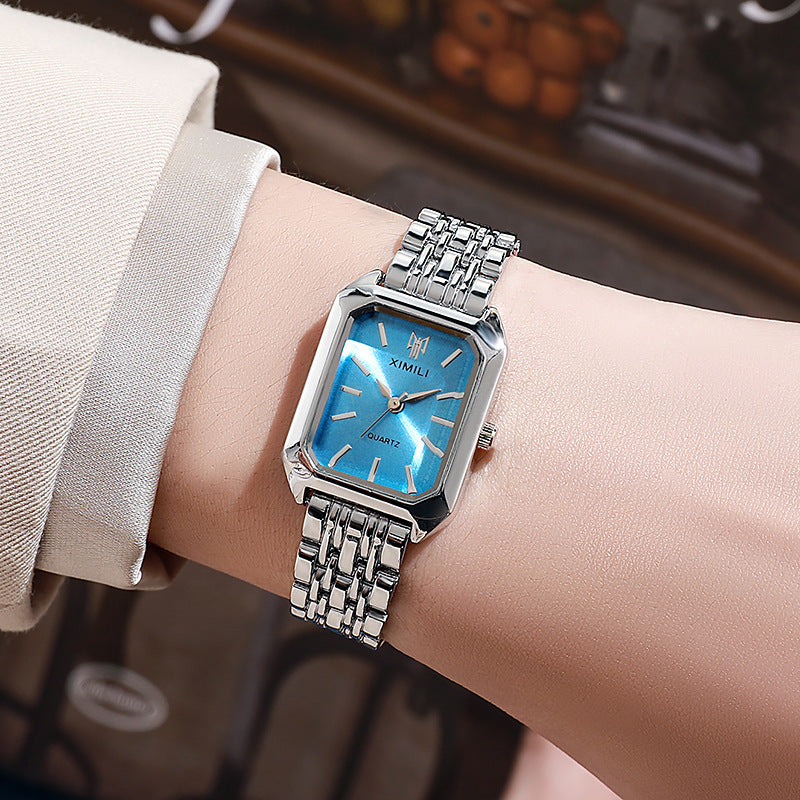 Fashion Simple Square Steel Strap Woman's Watch