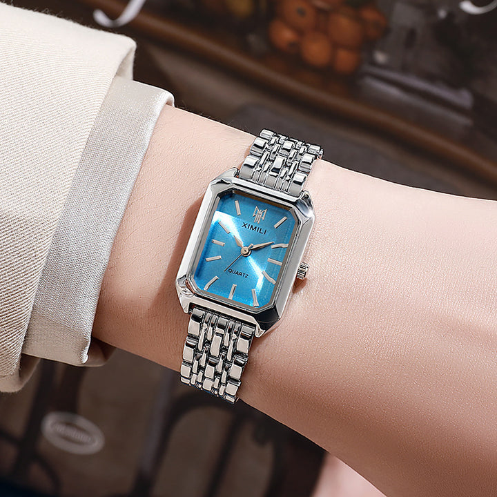 Fashion Simple Square Steel Strap Woman's Watch