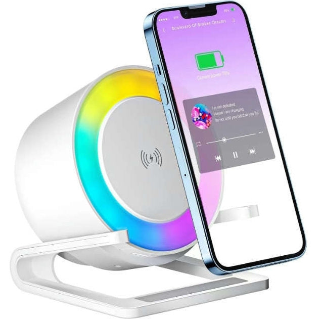 Multifunctional Four-in-one Small Night Lamp RGB Bluetooth Speaker Mobile Phone Holder 15W Wireless Charging