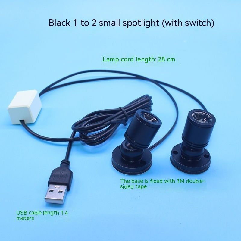 Mini LED Small Spotlight Modelo decorativo Cristal Fish Fish Color Colorfle Light 5V USB Spotlight