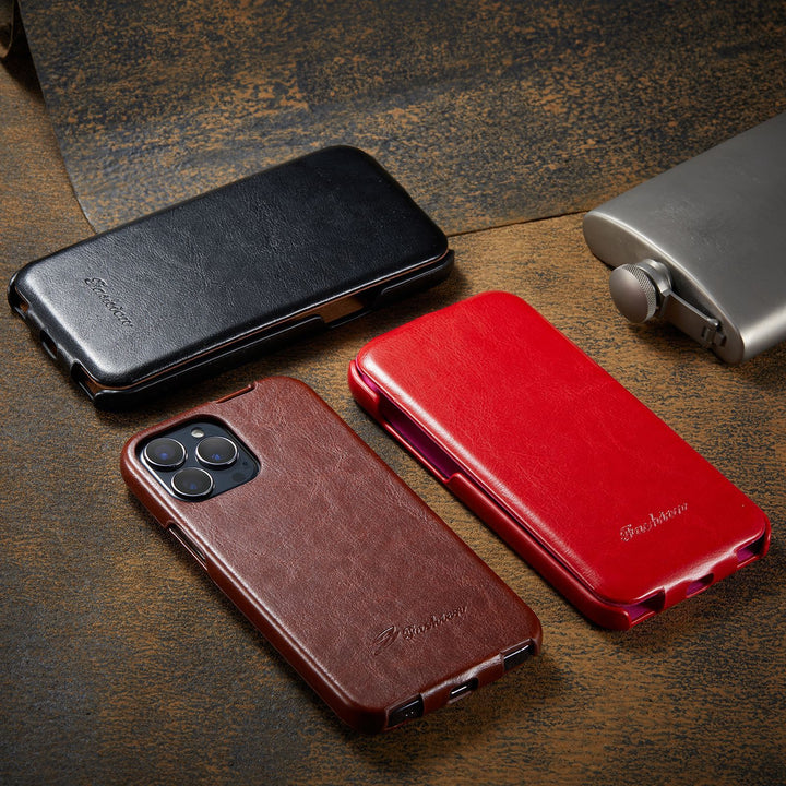 Mobile Phone Top And Bottom Flip Leather Case