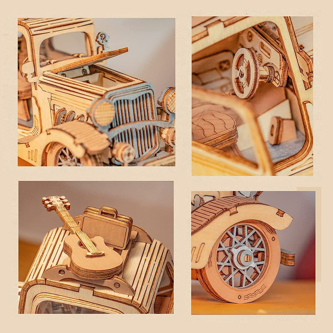 Robotime Rolife Vintage Araba Modeli 3d Ahşap Bulmaca Oyuncakları Chilidren Çocuklar