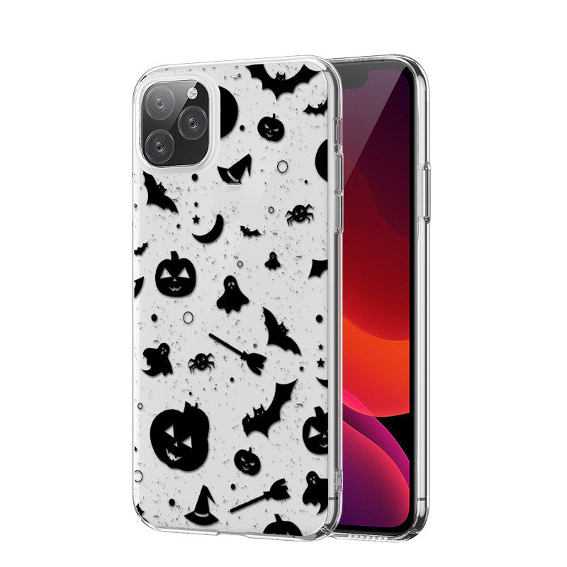 Estuche de teléfono de silicona transparente de la serie de Halloween