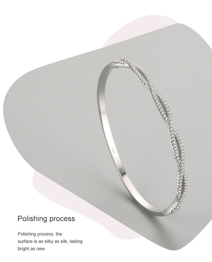 Women's Cross Wave Hollow S925 Silver Bracelet