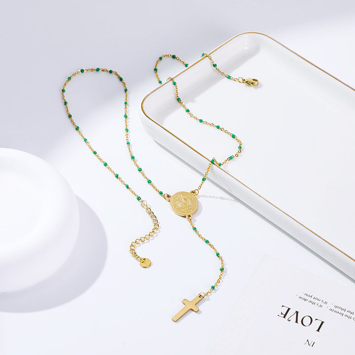 Women's Long Drip Glazed Enamel Stainless Steel Necklace