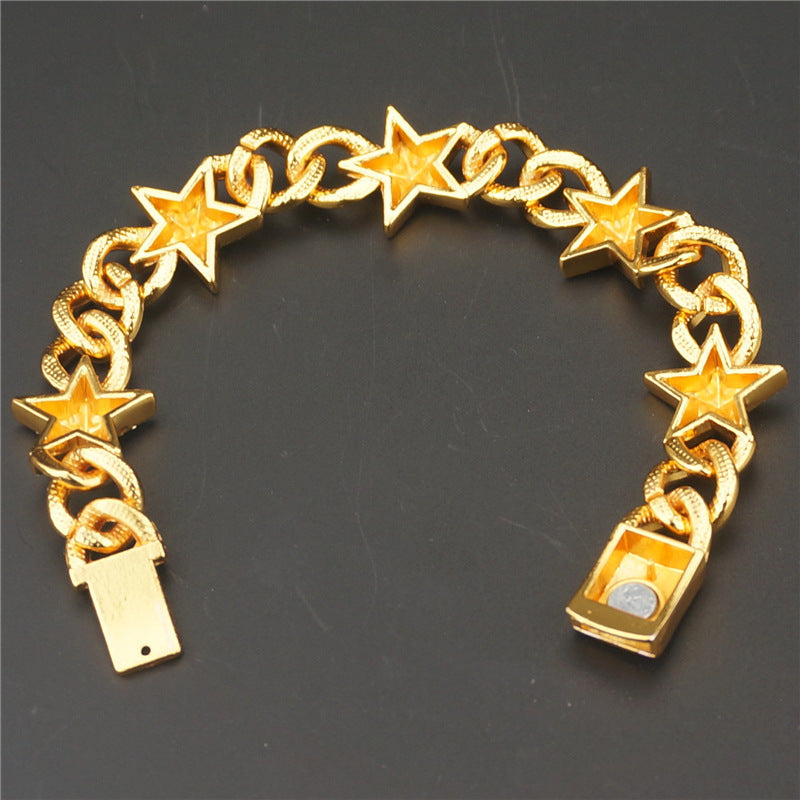 Hipster Five-pointed Star Cuban Link Chain Bracelet