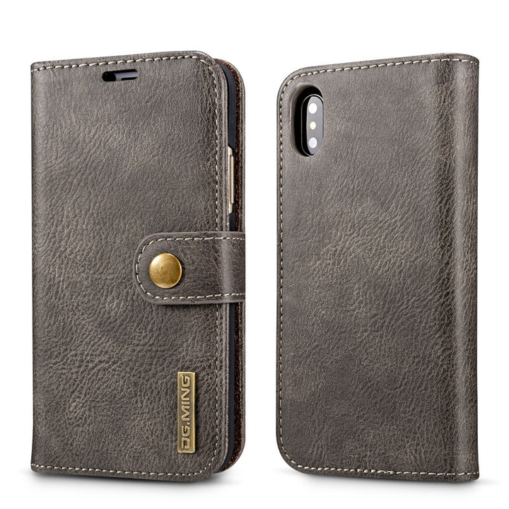 Cowhide Two-fold Split Adsorption Mobile Phone Leather Case