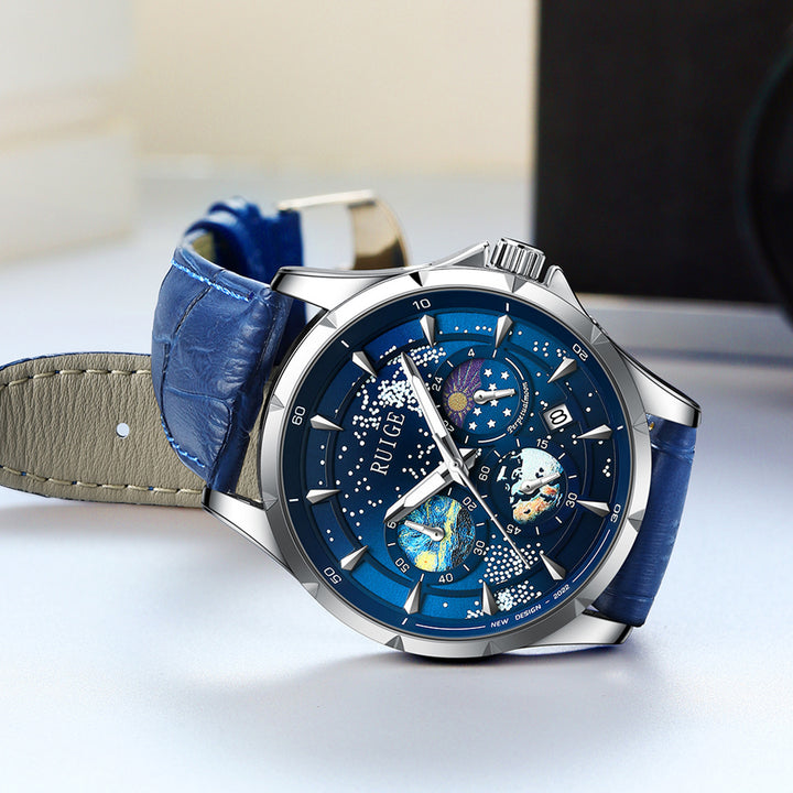 Star Sea Quartz Multifunktional leuchtend wasserdichte Herrenuhr