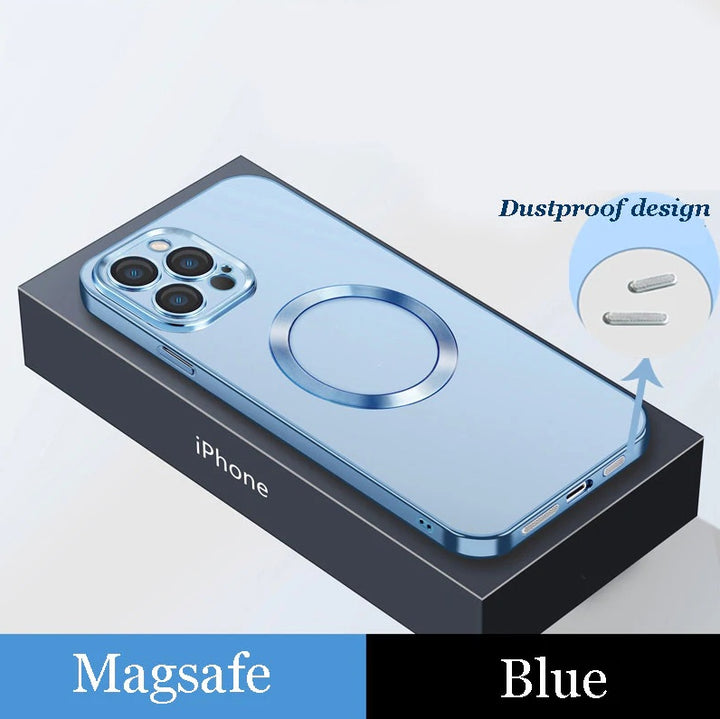 Elettroplating Dust Net Wireless Ricarica Magsafe Magnetic Mobile Telefono Case