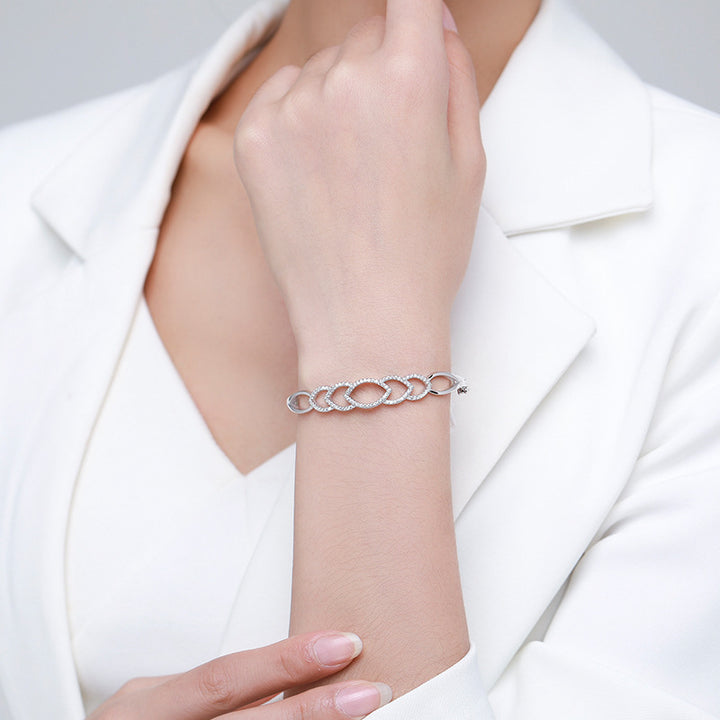 Pulsera de joyas huecas de cadena de mujer de plata esterlina S925