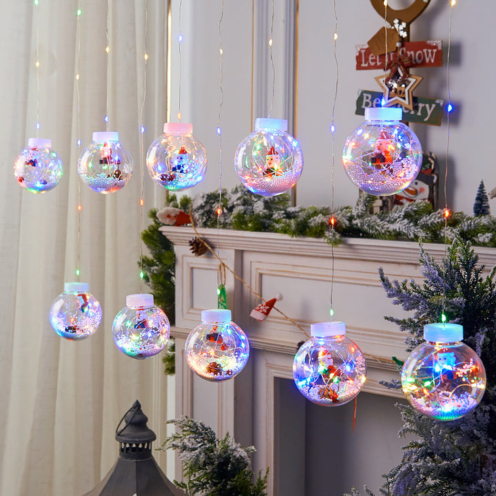 10pcs LED de cortina de natal lâmpada de fada boneco de neve desejando lâmpada de bola string decoração de janela de Natal Sala de luz de Natal