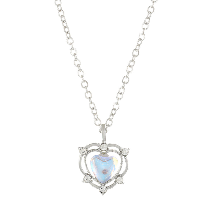 Creative Diamond Hollow Out Colorful Love Pendant Necklace