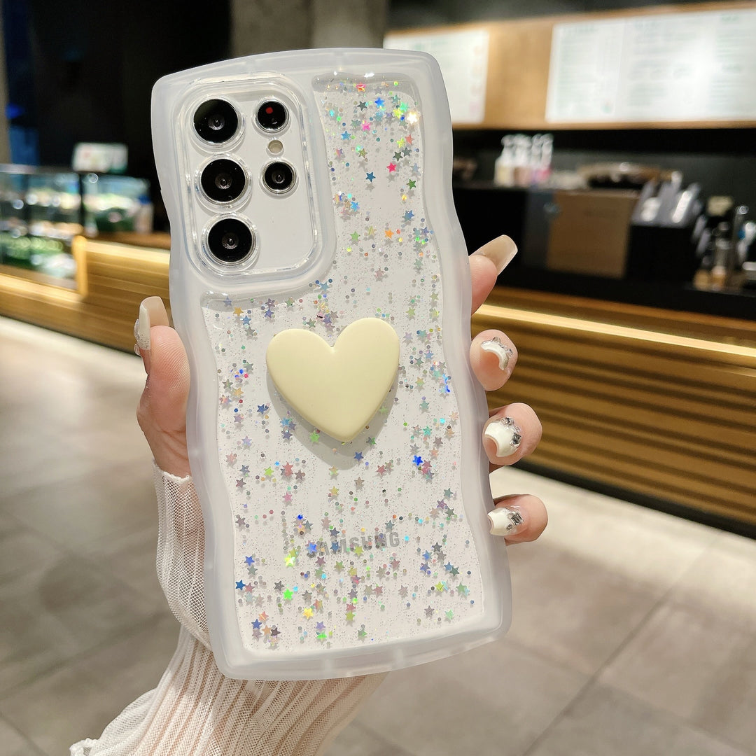 Love Drop Adhesive Transparent Wave Pattern Phone Case