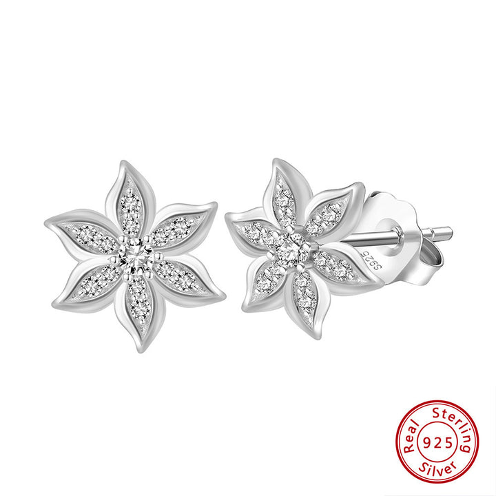 Dames eenvoudige retro sterling zilveren bloem oorstoppen