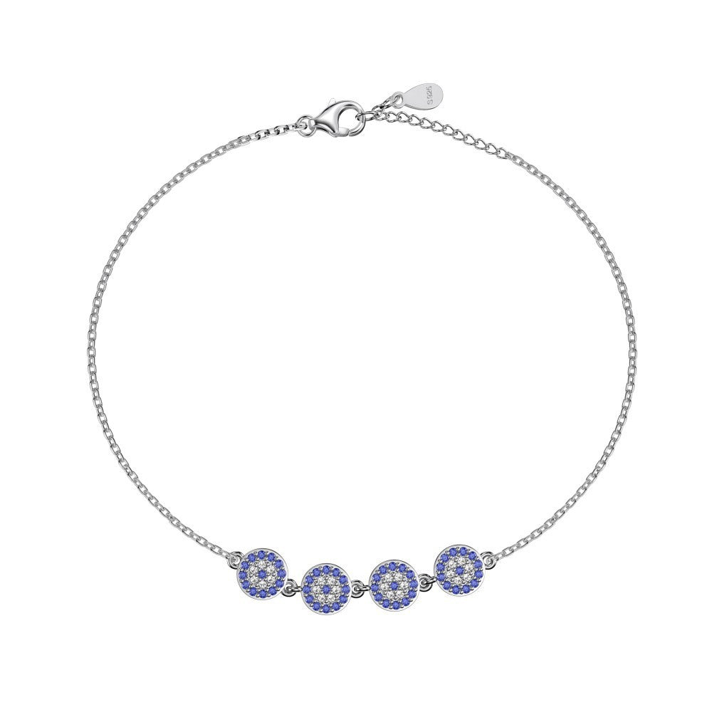 Silver S925 Blanc Bleu Round Zirconium incrusté Round Pendant minoritaire mode Bracelet Design Simple Design