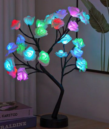 Table Lampe à fleurs de fleurs Rose Lampes Fairy Bureau lumières nocturnes Cadeaux opérés USB pour le mariage Décoration de Noël de la Saint-Valentin
