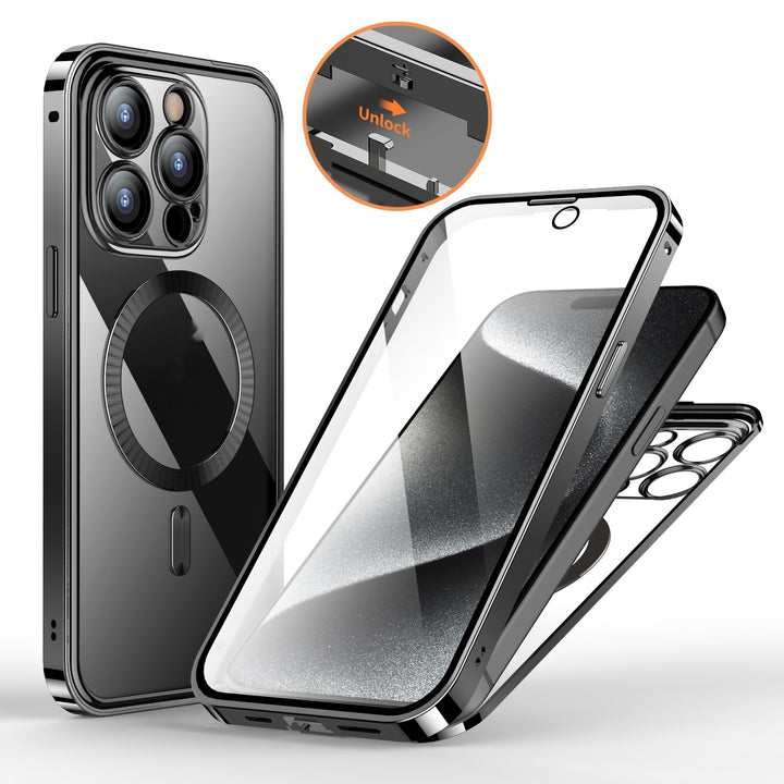 Supporto magnetico in metallo anti-privacy Magnetico supporto wireless Ricarica a doppia faccia a doppia copertina di protezione del telefono