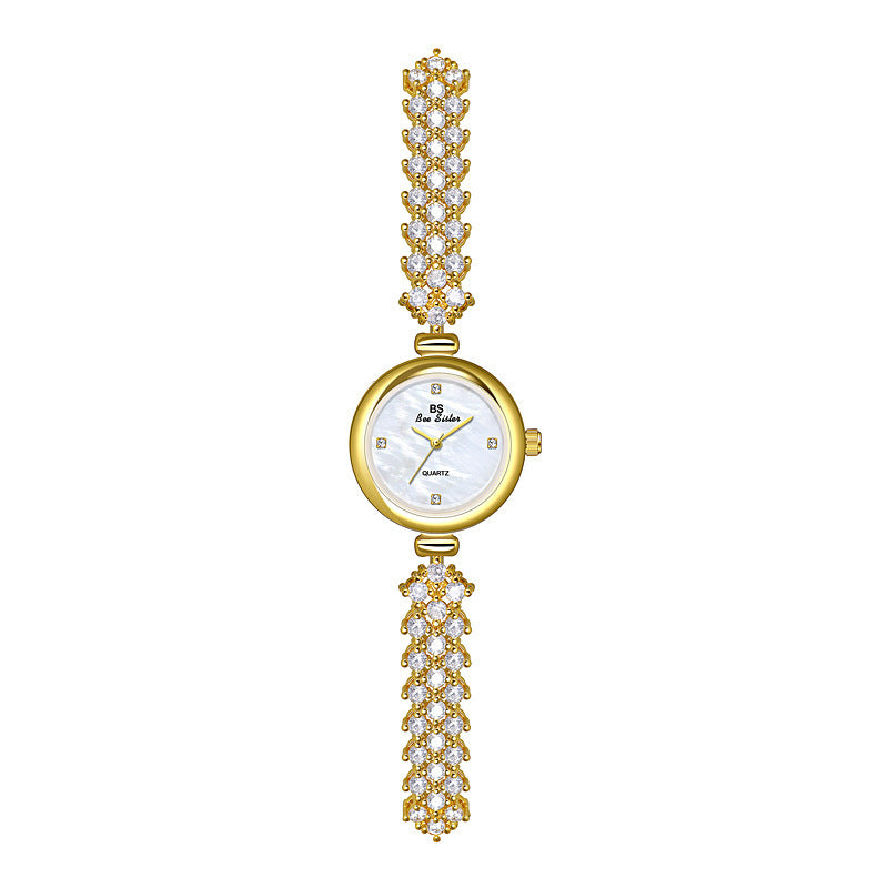 Zeemeermin licht luxe diamant klein goud en zilveren ketting horloge