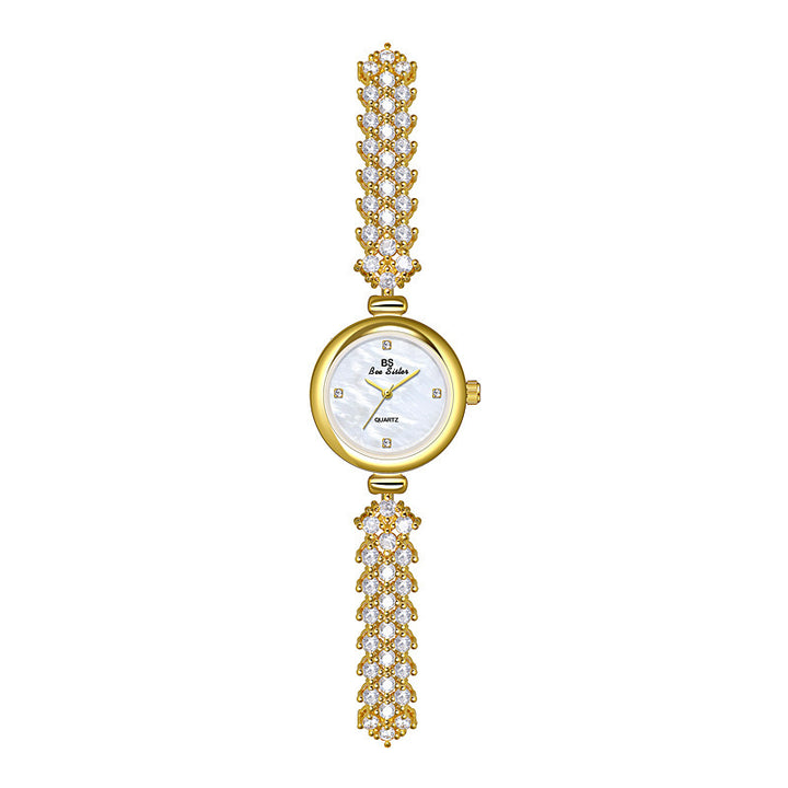 Zeemeermin licht luxe diamant klein goud en zilveren ketting horloge