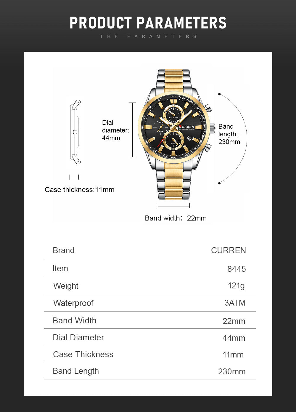 Herrenstahlgürtel Sechs-Pin-Chronographen-Quarzuhr