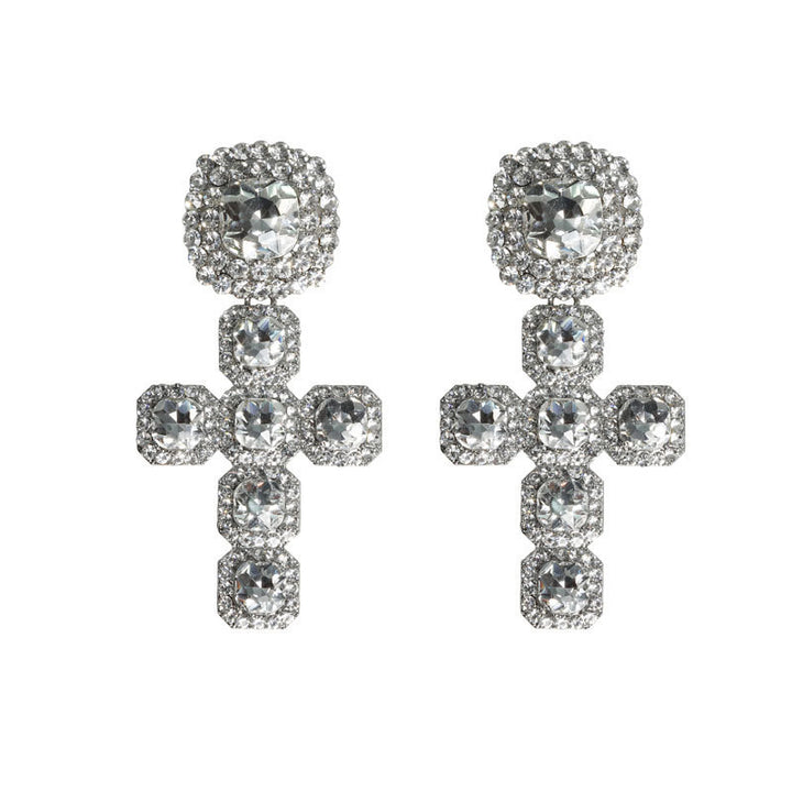 Leichte Luxus kreatives Kreuz Juwelen Anhänger Design Halskette Ohrringe