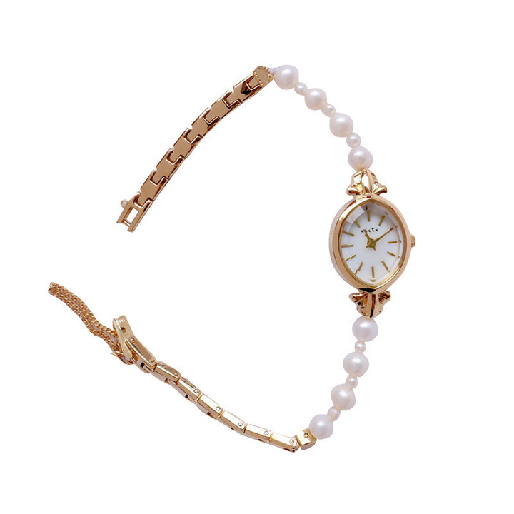 Natuurlijke zoetwaterparelhorloge armbandband Exquisite Quartz dameshorloge