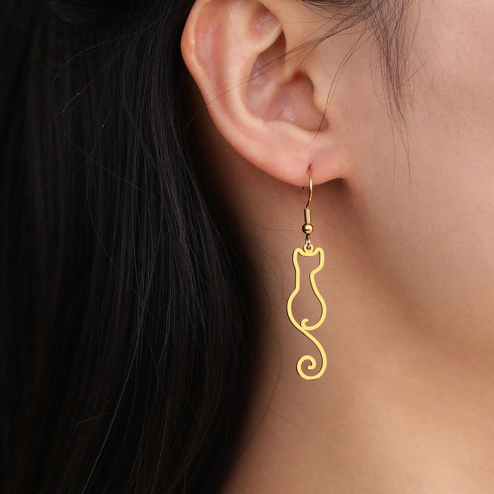 Boucles d'oreilles de silhouette mignonne en acier inoxydable pour femmes
