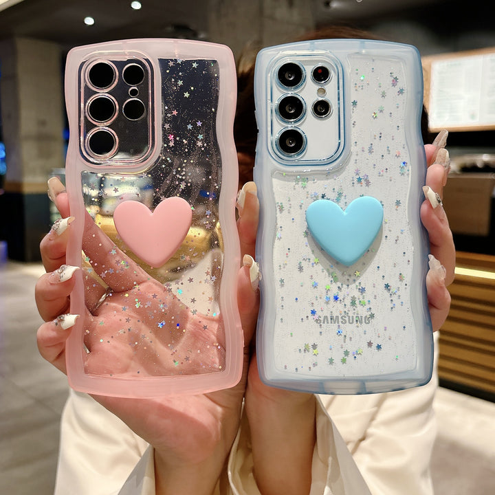 Love Drop Adhesive Transparent Wave Pattern Phone Case