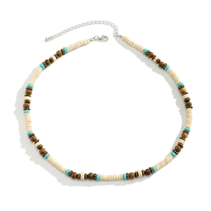 Bohemian Style Turquoise Wooden Bead Necklace