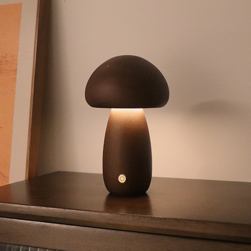Ins Wooden Cute Mushroom LED Lumina de noapte cu comutator tactil lampă de noptieră pentru dormitor pentru copii camera pentru copii Lămpi de noapte decor acasă